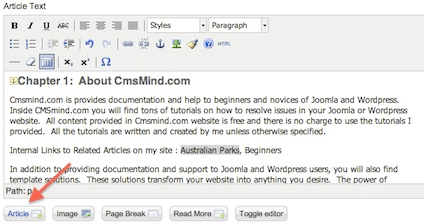 insert_internal_link Creating an internal link in an article