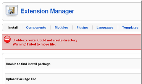 not_create_directory common problem of joomla to jfoldercreate could not create directory